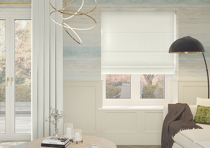 Ultra Luxe Velvet, White Lace - Motorised Roman Blind - Image 3